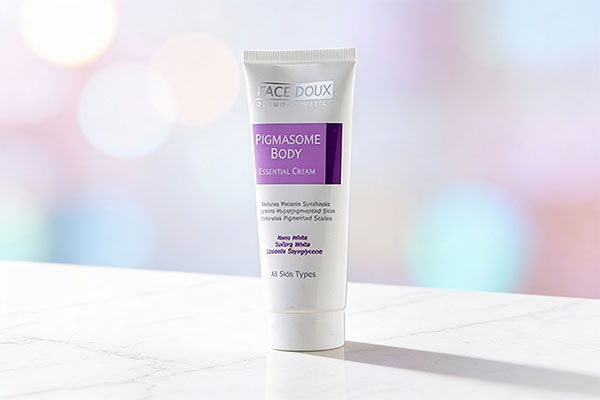 کرم روشن کننده بدن پیگمازوم فیس دوکس روی سطح مرمری سفید