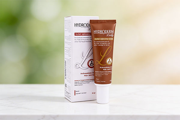 کرم روشن کننده گیاهی هیدرودرم روی سطح مرمر سفید