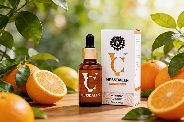 سرم ویتامین سی هسدالن در کنار مرکبات تازه