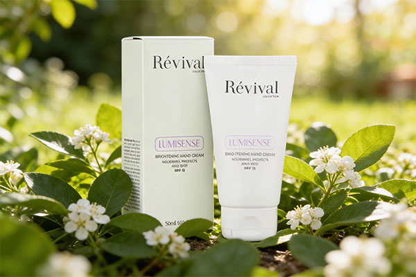 کرم دست رویوال در کنار برگ&zwnj;ها و گل&zwnj;های طبیعی