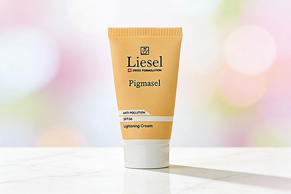 کرم روشن کننده پیگماسل لایسل روی سطح مرمر سفید