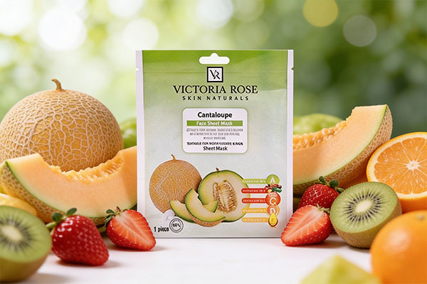 ماسک صورت ورقه&zwnj;ای طالبی Victoria Rose با میوه&zwnj;های تازه
