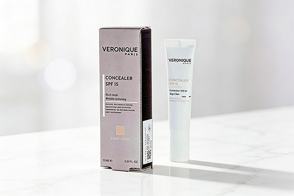 کانسیلر رنگی ورونیک SPF15 روی سطح مرمر سفید