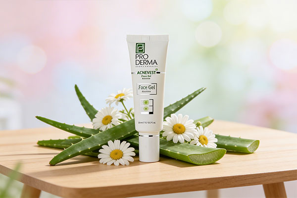 ژل ضد جوش پرودرما روی سطح مرمر سفید