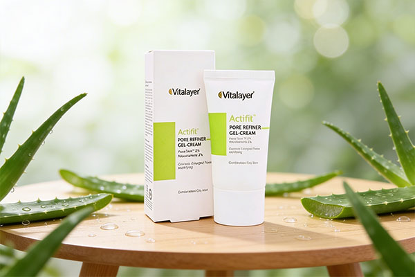 کرم جمع کننده منافذ ویتالیر در کنار مواد طبیعی مراقبت از پوست