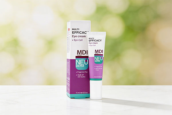 کرم دور چشم مولتی افیکیسی نئودرم روی سطح مرمر سفید