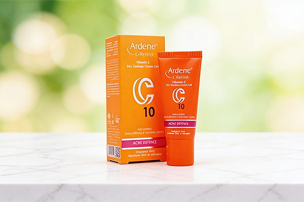 کرم ژل دور چشم ویتامین سی آردن روی سطح مرمر سفید