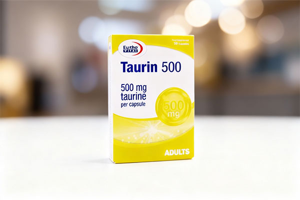 کپسول تائورین 500 یوروویتال روی سطح سفید