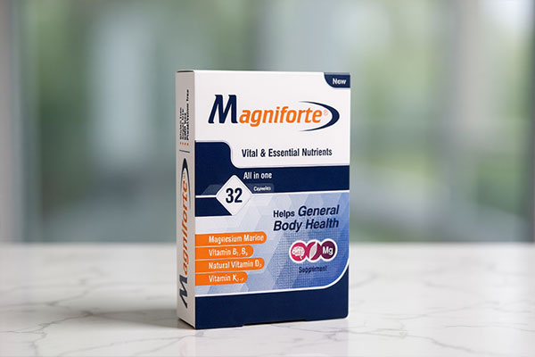 تصویر کپسول مگنیفورت هولیستیکا روی سطح مرمر سفید