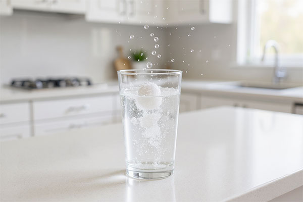 قرص جوشان کلسیم منیزیم زینک های هلث در حال انحلال در آب