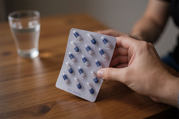 تصویر کپسول آپاکل در دست با لیوان آب