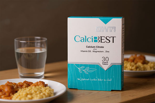 قرص کلسی بست نوتری بست همراه با آب و غذا