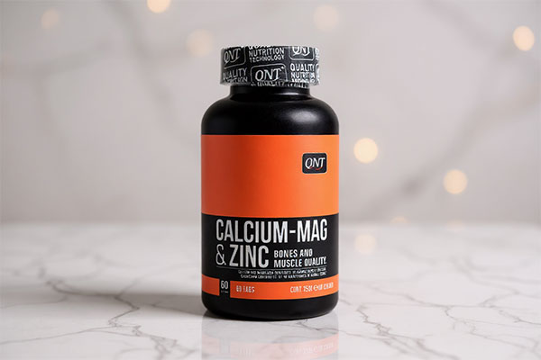 قرص کلسیم منیزیم و زینک کیو ان تی روی سطح سفید