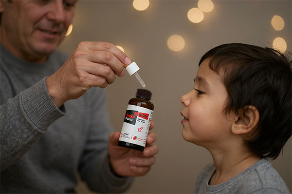 تصویر والدین در حال دادن قطره آهن پدیابست به کودک