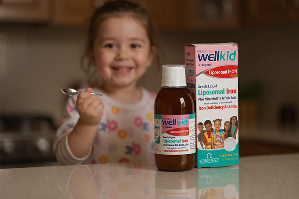 کودک در حال مصرف شربت ول کید لیپوزومال ویتابیوتیکس