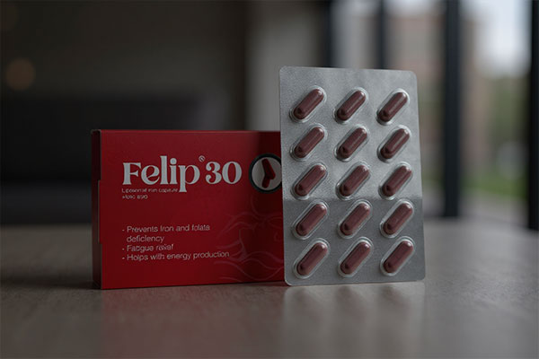 تصویر کپسول‌های قرص فلیپ 30 های هلث داخل جعبه