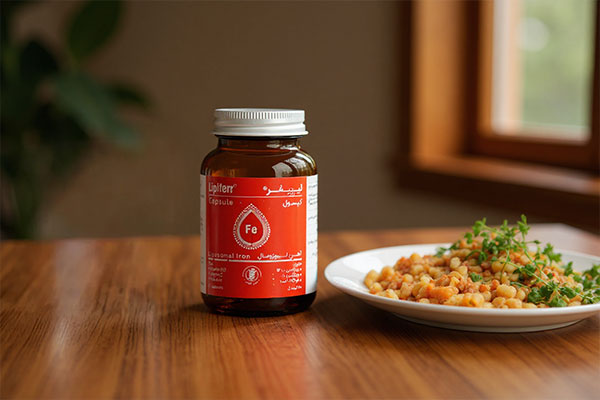 کپسول لیپیفر کیمازی کنار لیوان آب