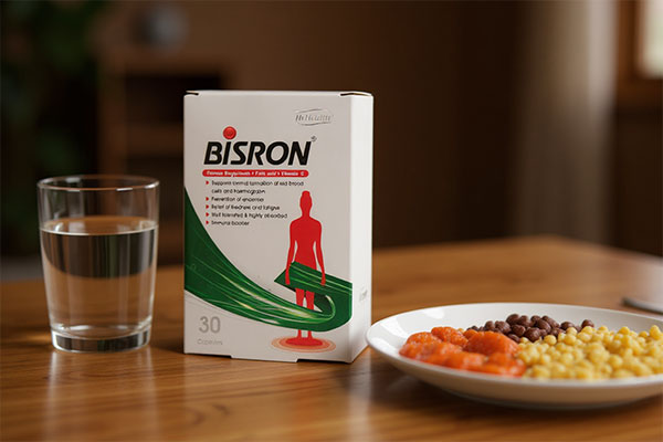 کپسول بیسرون های هلث در کنار صبحانه سالم