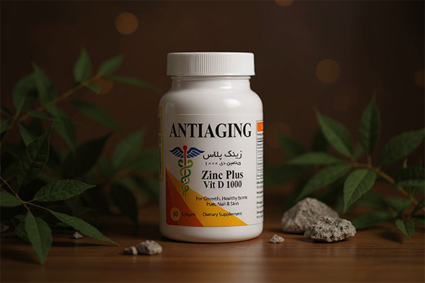 کپسول زینک پلاس ویتامین دی 1000 با عناصر طبیعی