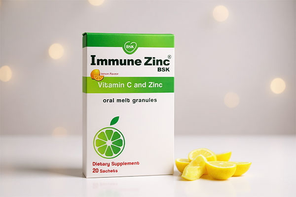 بسته‌بندی ساشه ایمیون زینک بی اس کی با طعم لیمو