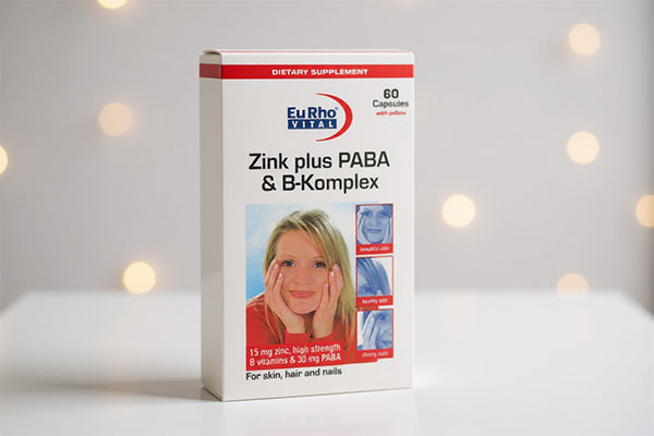 بسته‌بندی کپسول زینک پلاس پابا و ب کمپلکس یوروویتال