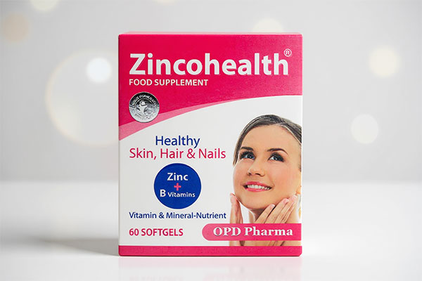 کپسول زینکو هلث او پی دی فارما روی سطح سفید