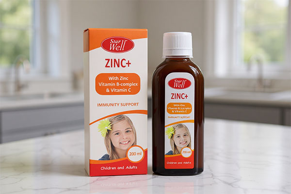 شربت زینک پلاس استارول روی میز آشپزخانه