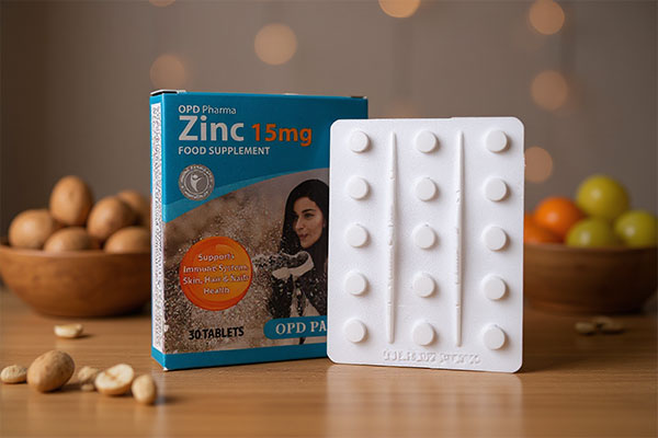 قرص زینک او پی دی فارما همراه با مواد غذایی سالم