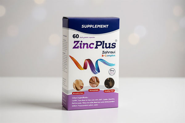 کپسول زینک پلاس ب کمپلکس زهراوی روی سطح سفید