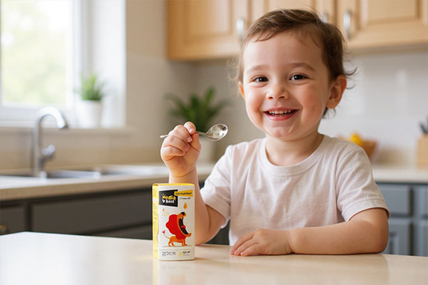 کودک در حال مصرف شربت زینک پلاس مولتی پدیابست