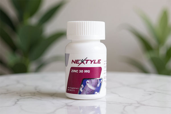 قرص نکستایل زینک 30 میلی گرم روی سطح مرمر سفید