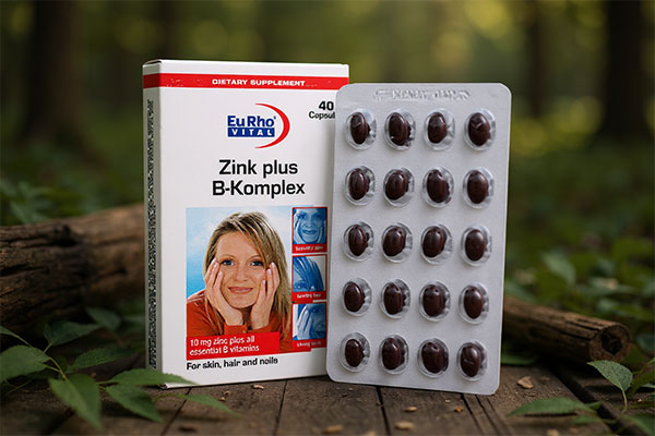 کپسول زینک ب کمپلکس یوروویتال در کنار عناصر طبیعی