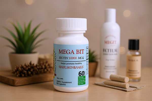 کپسول مگابیت 10000 در کنار محصولات مراقبت از پوست و مو