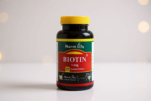 تصویر قرص بیوتین 1 میلی‌گرم نورم لایف روی سطح سفید