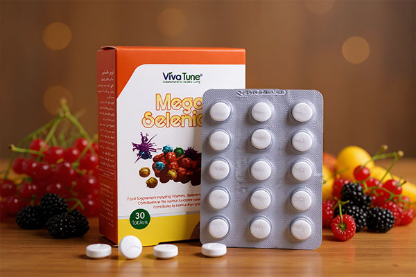 قرص مگا سلنیوم ویواتیون همراه با میوه‌های غنی از آنتی‌اکسیدان