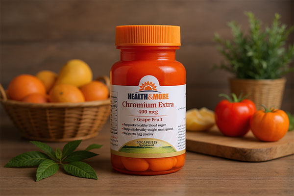 کپسول کروم اکسترا 400 در کنار مواد غذایی سالم