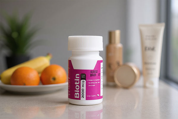 قرص بیوتین 2000 آریا دارو در کنار اقلام مرتبط با سلامت