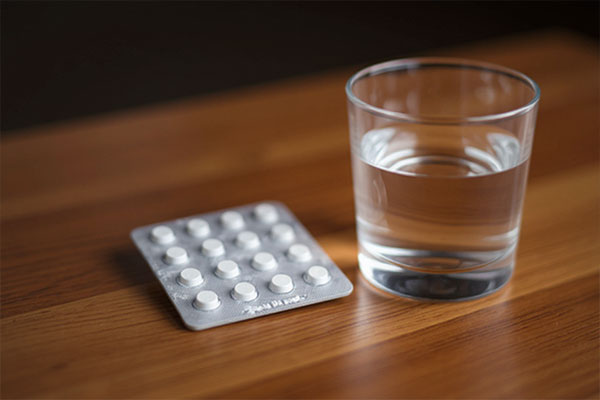 تصویر قرص بیوتین 5 مولتی نرمال کنار لیوان آب