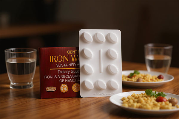 قرص آهن برونسون کنار صبحانه سالم