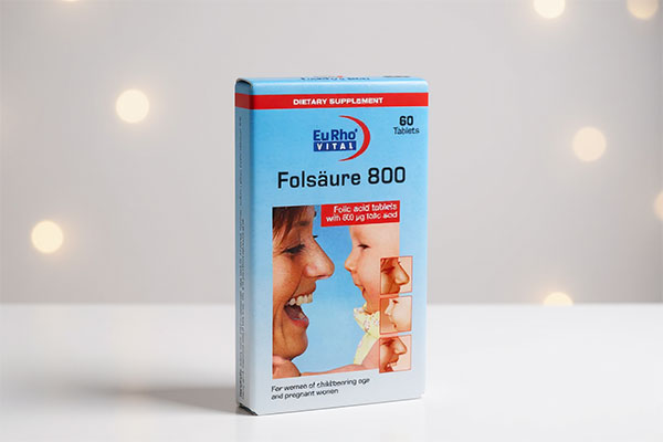 تصویر بسته‌بندی قرص فولیک اسید یوروویتال 800 میکروگرم