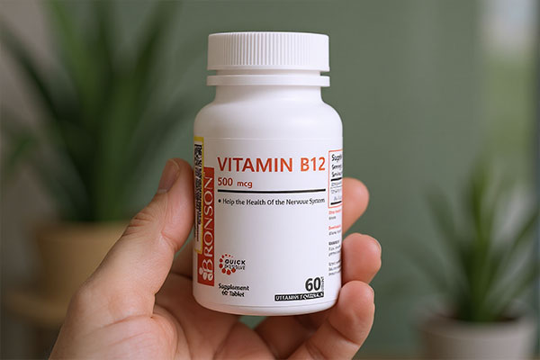 قرص ویتامین B12 برونسون در دست