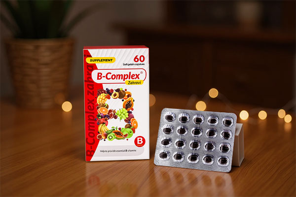 کپسول ب کمپلکس زهراوی روی پیشخوان داروخانه