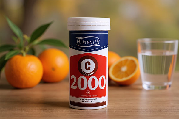 بسته‌بندی قرص جوشان ویتامین سی 2000 های هلث با پرتقال تازه