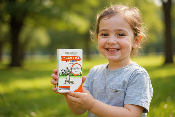 کودک شاد با قرص جویدنی ویتامین سی کیندر