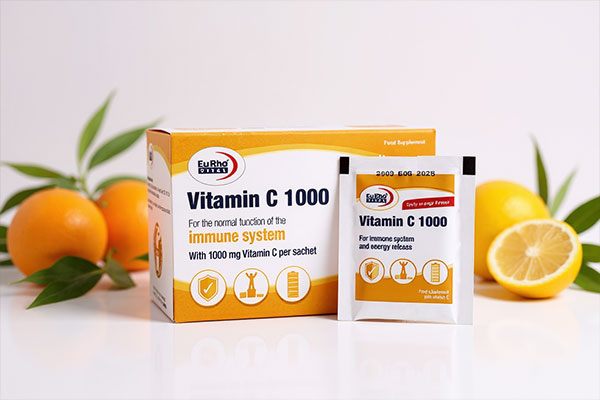 بسته‌بندی ساشه ویتامین سی 1000 یوروویتال با مرکبات تازه