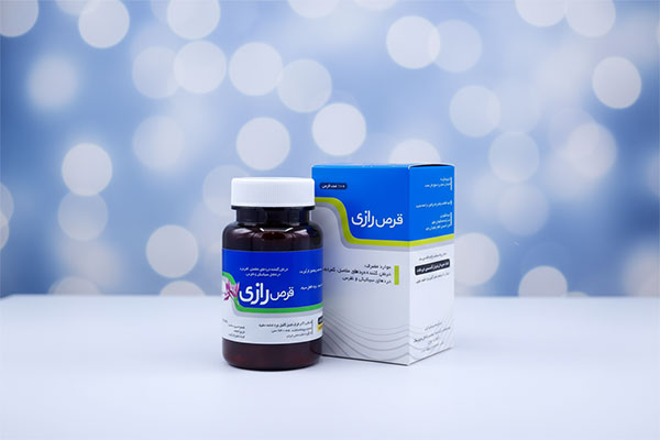 تصویر بستهبندی قرص رازی نیاک روی سطح سفید