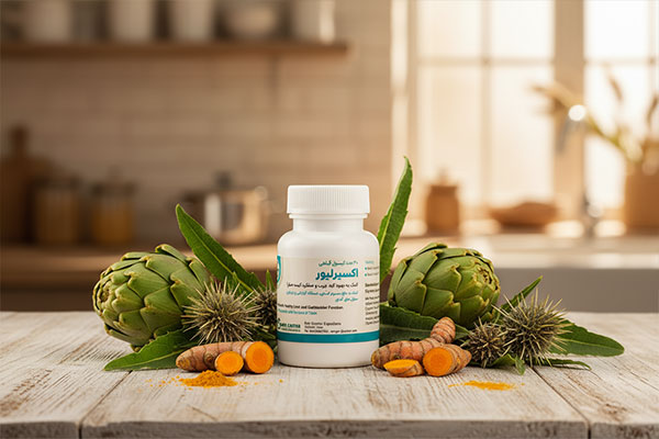 کپسول اکسیر لیور اکسیر گستر اسپادانا همراه با مواد گیاهی طبیعی