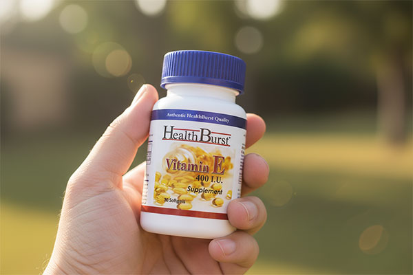 مکمل ویتامین E هلث برست در دست