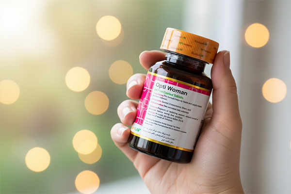 قرص اپتی وومن گلدن لایف در دست