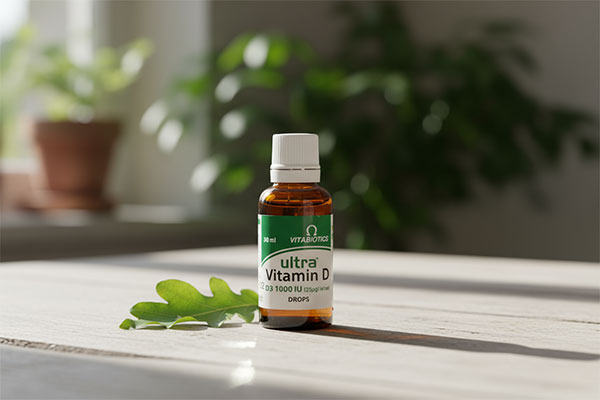 بطری قطره ویتامین دی اولترا در محیط طبیعی